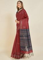 Soft Silk Maroon Traditional Wear Weaving Saree